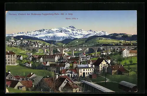 AK Herisau, Viadukt der Bodensee-Toggenburg-Bahn mit Säntis