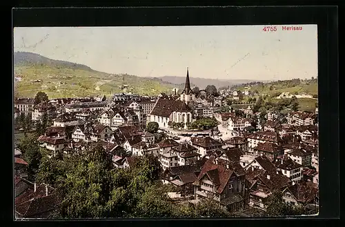 AK Herisau, Teilansicht mit Kirche