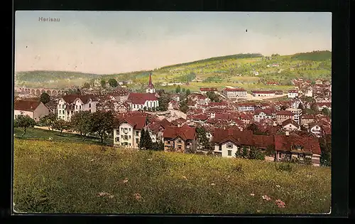 AK Herisau, Teilansicht mit Kirche