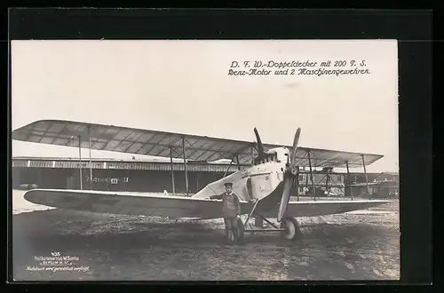 Foto-AK Sanke Nr. 435: DFW Doppeldecker Flugzeug