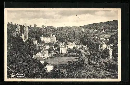 AK Clervaux, Panorama mit Blick auf die Kirche