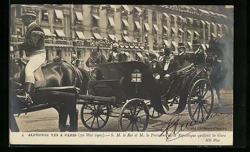 AK König Alfonso XIII. von Spanien zu Besuch in Paris 1905