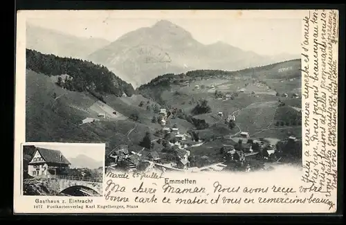 AK Emmetten, Gasthaus zur Eintracht, Panorama