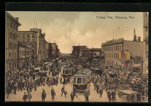 AK Winnipeg /Man., Portage Ave., Strassenbahn