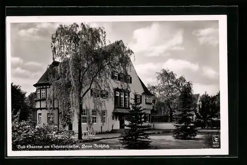 AK Bad Saarow am Scharmützelsee, Partie am Hotel Haus Fröhlich