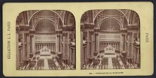 Stereo-Fotografie L. L. Paris, Ansicht Paris, Interieur de la Madeleine, Halt gegen das Licht