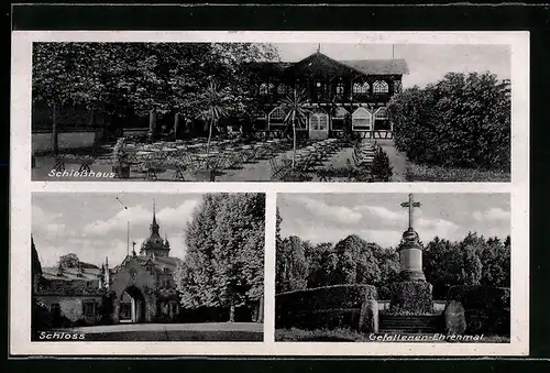 AK Meerholz, Schiesshaus, Gefallenen-Ehrenmal, Schloss