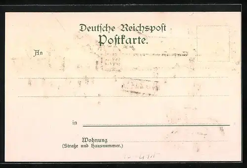 Winter-Lithographie Duisburg, Denkmal Kaiser Wilhelm I. Gasthaus Monning, Strassenbahn