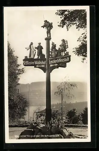 AK Origineller Wegweiser im Schwarzwald