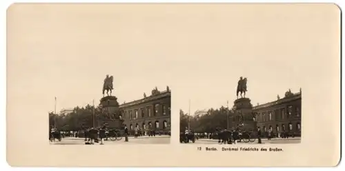 Stereo-Fotografie NPG, Berlin, Ansicht Berlin, Denkmal Friedrich des Grossen (der alte Fritz) Unter den Linden