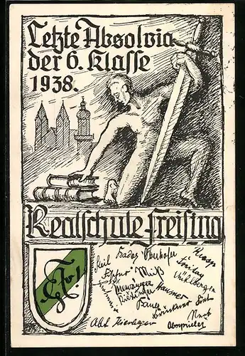 AK Freising, Studentenwappen Realschule Freising, Letzte Absolvia der 6. Klasse 1938