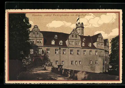 AK Glauchau, Schloss Forderglauchau von der Stadtseite