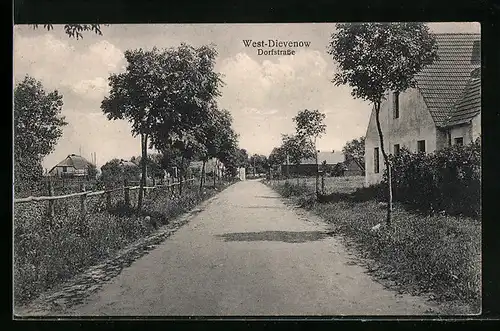 AK West-Dievenow, Häuser an der Dorfstrasse