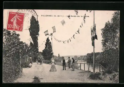 AK Villennes, Les Bords de la Seine