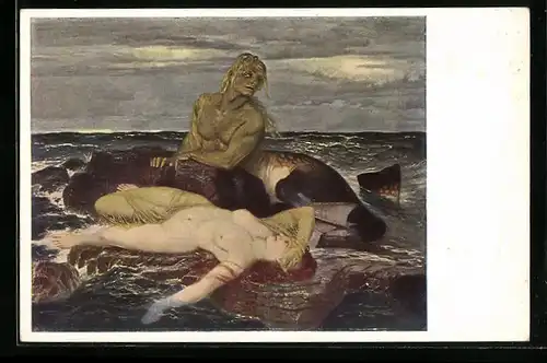 Künstler-AK Arnold Böcklin: Triton und Nereide