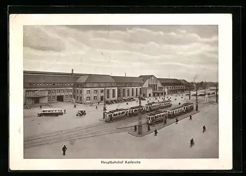 AK Karlsruhe, Hauptbahnhof, Strassenbahn