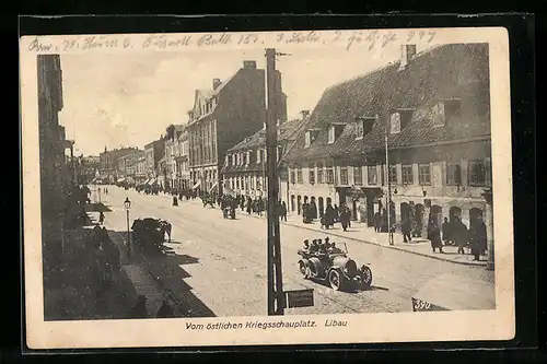 AK Libau, Vom östlichen Kriegsschauplatz, Strassenpartie aus der Stadt