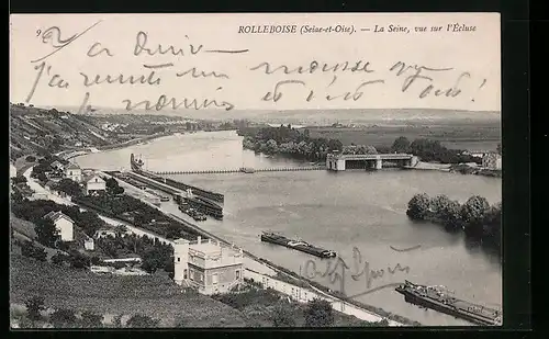 AK Rolleboise, La Seine, vue sur l`Écluse