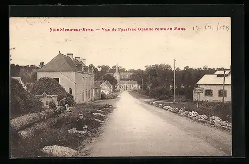 AK Saint-Jean-sur-Erve, Vue de l`arrivée Grande route du Mans