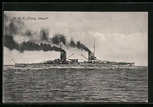 AK Kriegsschiff SMS König Albert auf See