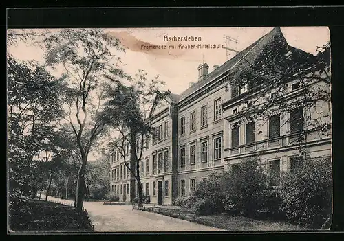 AK Aschersleben, Promenade mit Knaben-Mittelschule