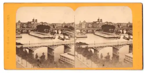 Stereo-Fotografie B. K. Paris, Ansicht Paris, Blick über die Seine nach der Stadt