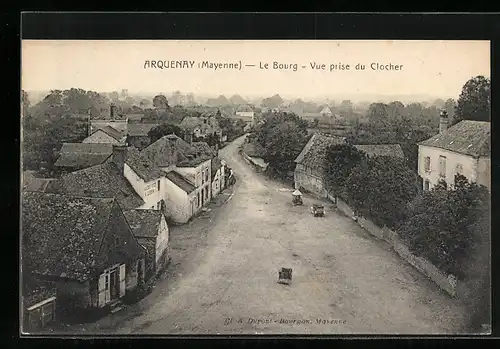 AK Arquenay, Le Bourg, Vue prise du Clocher