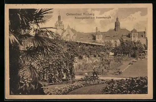 AK Kolberg, Rosengarten mit Strandschloss