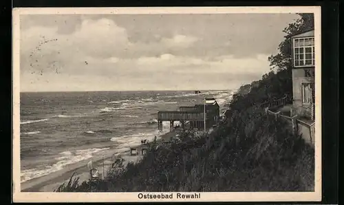 AK Rewahl, Blick zum Strand aus der Vogelschau