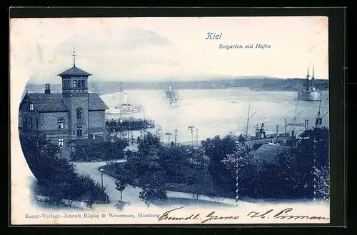 AK Kiel, Seegarten mit Hafen