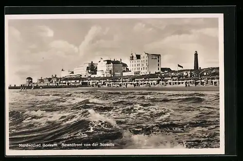 AK Borkum, Strandfront von der Seeseite