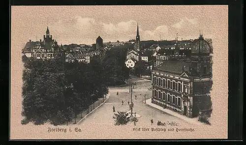 AK Freiberg i. Sa., Blick über Postplatz und Hornstrasse