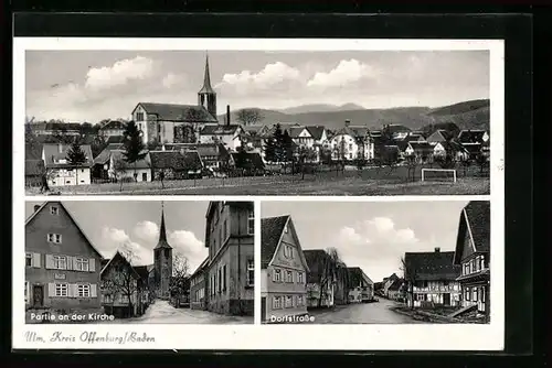 AK Ulm, Kreis Offenburg /Baden, Ortsansicht, Partie a. d. Kirche, Dorfstrasse