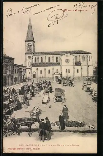 AK Saint-Lys, La Place du Marche et L`Eglise