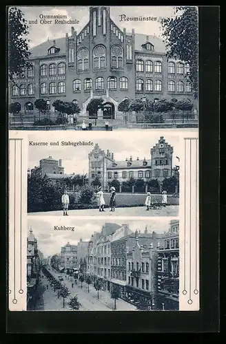 AK Neumünster, Gymnasium und Ober Realschule, Kaserne und Stabsgebäude, Kuhberg