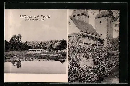 AK Röttingen a. d. Tauber, Ortspartie, Blick auf Hundheimer Tor