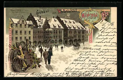 Winter-Lithographie München, Münchner Hofbräuhaus