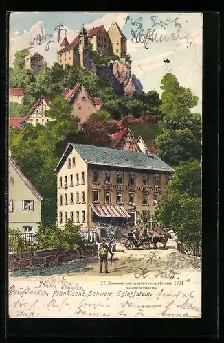 Lithographie Egloffstein /Fränkische Schweiz, Gasthaus zur Post