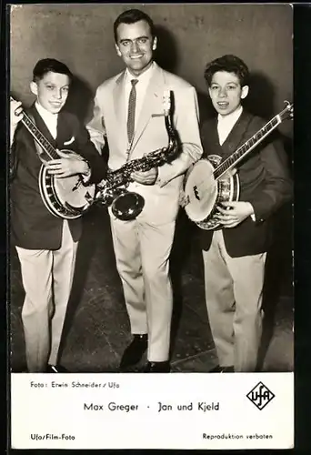 AK Musiker Max Gregor, Jan und Kjeld mit Instrumenten