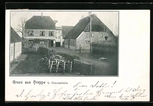 AK Gravenstein, Ortsansicht mit Gasthaus Treppe