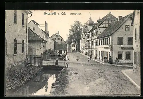 AK Neustadt a. Orla, Restaurant, Mühlgraben