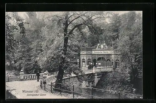 AK Münster i. W., Eingang zum Zoologischen Garten