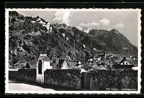 AK Vaduz, Ortsansicht mit Bergen