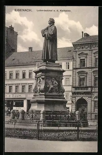 AK Eisenach, Lutherdenkmal a. d. Karlsplatz