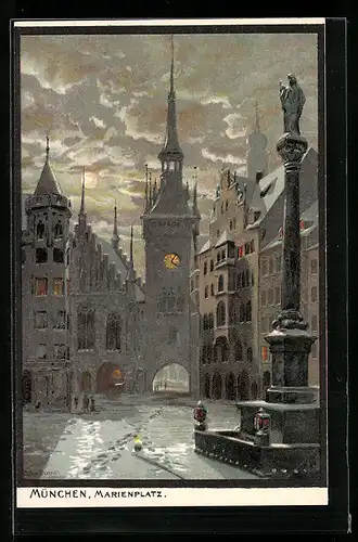 Lithographie München, Marienplatz