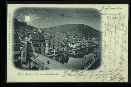 Mondschein-AK Calw, Ortspartie an der Nagold