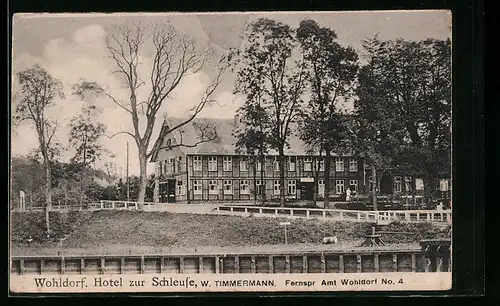 AK Hamburg-Wohldorf, Hotel zur Schleuse von W. Timmermann