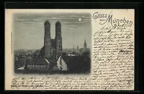 AK München, Teilansicht mit Frauenkirche