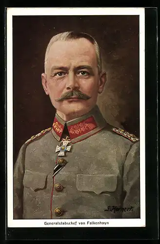 AK Heerführer Generalstabschef von Falkenhayn, Uniform-Portrait