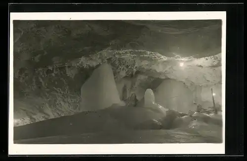 AK Dobschauer Eishöhle, Baumstamm und Niagarawasserfall